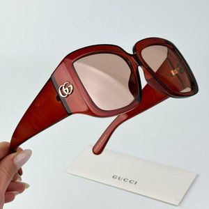 Gucci GG1402SA 003 BRAND NEW Sunglasses Burgundy Pink Women Square Oversized